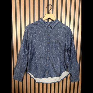 Prana Shirt XS Womens Blue Long Slevee Pocket Button Down Collared